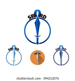 Set. Sword logo template on a white background