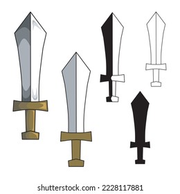 Satz von Schwert Vektor, Messer, Mini-Schwert, Blade, Silhouette. einzeln auf Weiß. Vektorgrafik