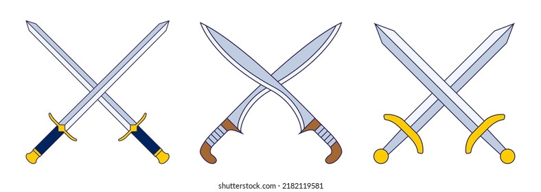 set of sword warrior in flat design.