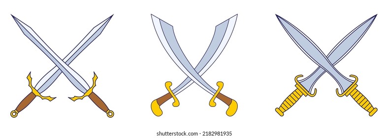 set of sword warrior in flat design.