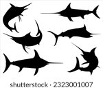 Set of Swordfish Silhouette Vector Art