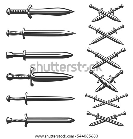 Set of the swords icons isolated on white background. Vector illustration.