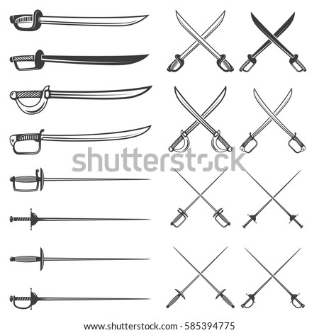 set of the swords isolated on white background. Design elements for logo, label, emblem, sign, brand mark. Vector illustration