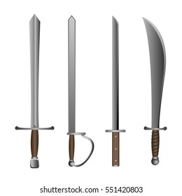 Set of swords on a white background, Vector illustration