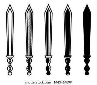 Set Of The Swords Outline Sketch Vector illustration