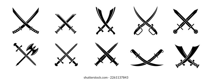 Set of Swords vintage icon.Vector