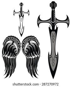 Set of swords and wings