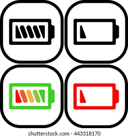 Set of symbol battery color icon - vector, flat design. Eps 10