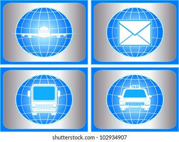 set of symbol with cargo, mail and shipping sign