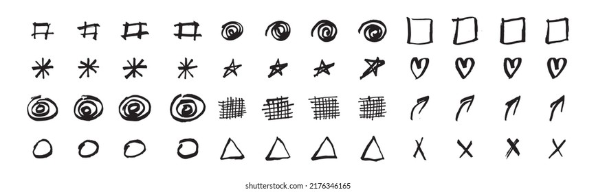 set of symbol design elements. big bundle of ink brush stroke vector illustration. big collection of stroke element on isolated background.