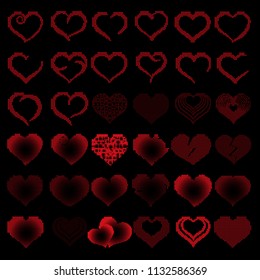 Set of symbol dots heart, vector