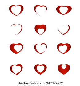 Set of symbol heart, vector