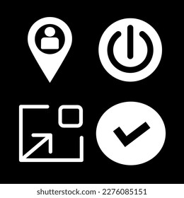 establecer icono de símbolo aislado en fondo negro, ilustración vectorial