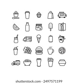 set of symbol to illustrate the foodtruck theme