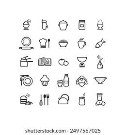 set of symbol to illustrate the theme of cooking