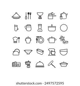 set of symbol to illustrate the theme of cooking