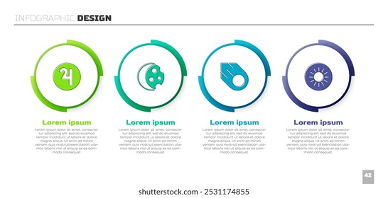Set Symbol Jupiter, Eclipse of the sun, Comet and Sun. Business infographic template. Vector
