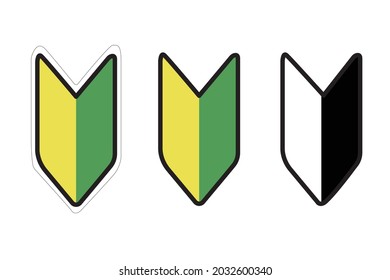 Set of symbol marks for beginners who acquire a Japanese car license "Beginner Mark" and "Wakaba Mark"