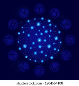 Set of Symbol Zodiac Sign. Can be used for postcards, print, etc.