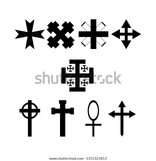 Set Symbolic Crosses Collection Isolated Icons Stock Vector (Royalty ...