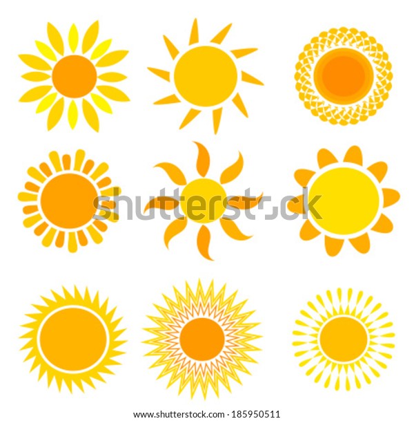 Set Symbolic Suns Vector Illustration Stock Vector (royalty Free 