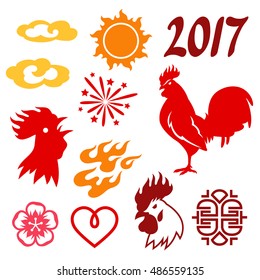 Set of symbols 2017 by Chinese calendar.