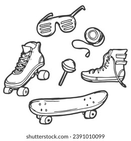 A set of symbols of the 90s in vector