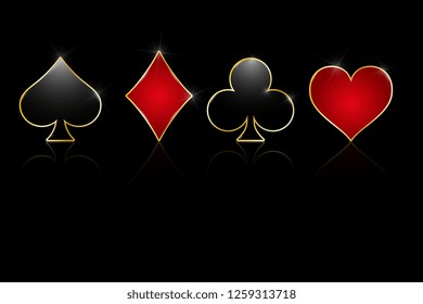 Set of symbols deck of cards for playing poker and casino. Vector illustration.