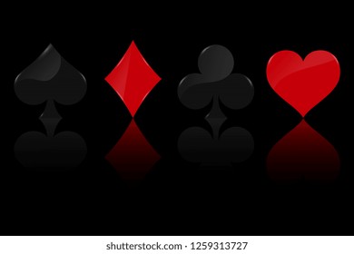 Set of symbols deck of cards for playing poker and casino. Vector illustration.