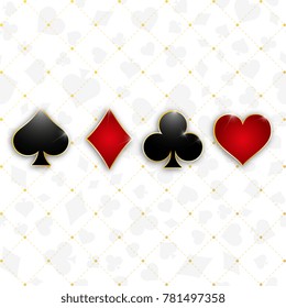 Set of symbols deck of cards for playing poker and casino. Vector illustration.