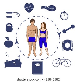 set of symbols for fitness and people
