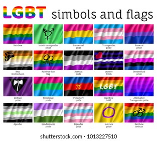 Set Symbols Flags Lgbt Movement Realistic Stock Vector (Royalty Free ...