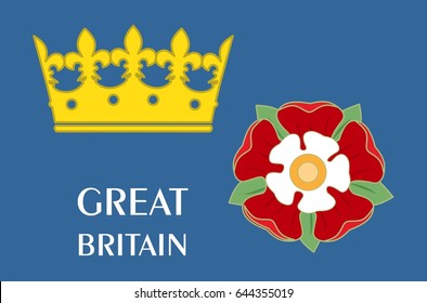 Set with the symbols of the Great Britain and the Tudors.