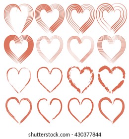 Set of symbols heart, isolated on white, vector for print or design