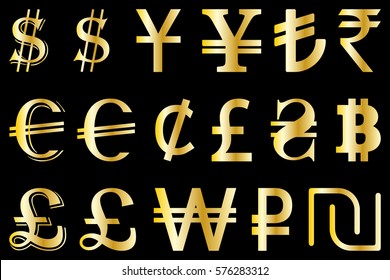 Different Currency Symbols Gold Diamonds Stock Vector (Royalty Free ...