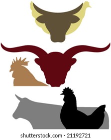 Set of symbols "Meat and Poultry" for logos, icons, posters etc.