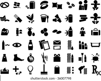 Set of symbols for pharmacy or supermarket