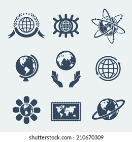 Set of symbols planet earth
