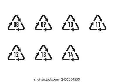 A set of symbols for recycling batteries. Recycling codes, symbols for material classification.