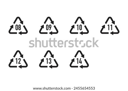 A set of symbols for recycling batteries. Recycling codes, symbols for material classification.