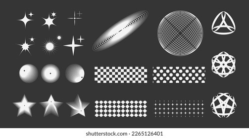 set of symbols retro futuristic element y2k style,sticker,clip art