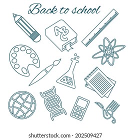 set of symbols with school subjects