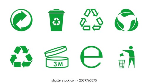 Set of symbols and signs for design of packaging products. Package signs, recycling icons and composition on white background. Information about the goods being transported and sign of recycling.