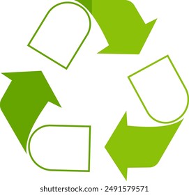 Set of symbols and signs for design of packaging products, information about the goods being transported and a sign of recycling, green symbols isolated on white background