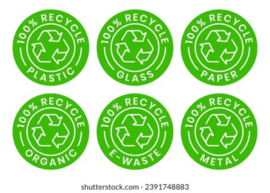 Set of symbols and signs for design of recycle label products	