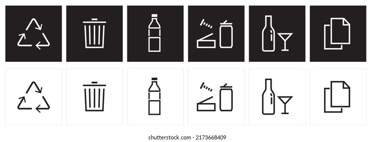   Set of symbols and signs for recyclable waste. recycling waste icon. reusable waste pictogram.  