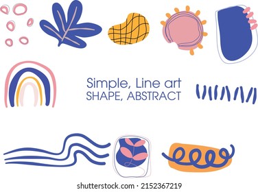 set of symbols, simple boho shape illustration, oragnic line art, doodle theme