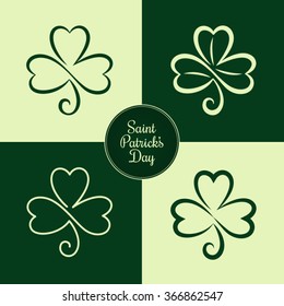 Set of symbols for St. Patrick's Day on light and dark green backgrounds