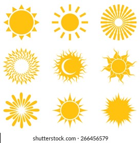 Set of symbols of the sun.