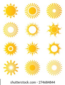 Set symbols of the sun. 